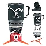 Alpin Loacker Storm Kit Pro Gaskocher Set mit Piezozündung, Outdoor und Indoor, Campingkocher mit 1000ml Topf, Premium Camping Kocher klein und leicht