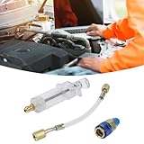 Violiica Öl- und Farbstoff-Injektor 30 ml mit 1/4 Zoll SAE für R134a, flexibler Schlauch (20 bar), für KFZ- und Haus-Klimaanlagen, blau-weiß
