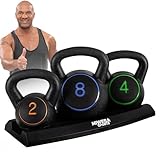 Miweba Sports Kettlebell | Hanteln Set - Gewichte 2 | 4 | 8 kg - Kettlebell Set - Hantel Set - Kettlebells - Fitness Zubehör inkl. Ablage - Krafttraining - Kugelhantel - Kugelgewicht - Schwunghanteln