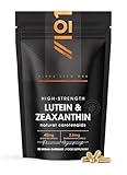 Lutein & Zeaxanthin – 40 mg Lutein + 2,85 mg Zeaxanthin – Natürliche Carotinoide aus Ringelblumenextrakt – 90 Vegane Kapseln – Wiederverschließbarer und recycelbarer Beutel von Alpha01