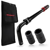HASKYY Teleskop Radmutternschlüssel Set 355-530mm Verlängerbar 1/2 Zoll Antrieb 17/19mm & 21/23mm Steckschlüssel, Radschlüssel Reifenwerkzeug inkl. Aufbewahrungstasche Drehmoment 665Nm