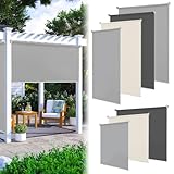 ISOISL Senkrechtmarkise 140×140CM Vertikalmarkise Außenrollo Sonnenschutzrollo Sichtschutz Beschattung UV Schutz für Balkon, Terrasse, Gartencm, Hellgrau