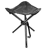 Camping Hocker Falthocker Angelhocker Inkl. Tragegurt Campingstuhl Dreibeinhocker 110kg Campinghocker Faltbar (Schwarz)