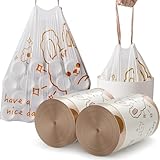 Gelber Sack Ständer Stabil Müllbeutel mit Kordelzug, Müllbeutel fürs Badezimmer, 120 Stück Mülleimerbeutel für Badezimmer und Küche, Mülleimerbeutel mit weißem Papiermülltüten Henkel (H, One Size)