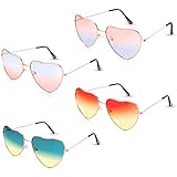 umorismo 4 Paare Herz Sonnenbrille Für Damen Herzbrille Party Brille Sonnenbrillen Herzform Set Herz Brille Heart Shaped Sunglasses Für 90er Jahre Outfit Damen