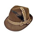 Filzhut Herren Hut Oktoberfest Accessoires,Damen Herren Unisex Hut Bayerischer Trachtenhut Kopfbedeckung Mütze Volksfest Oktoberfest Mottoparty Karneval Hippie Rock Coffee One Size