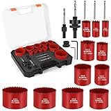 Gaethra M42 Bimetall Lochsägen Set – 19-tlg. Dosenbohrer & Lochkreissäge Set (19–68mm) mit Zentrierbohrer & Halter, 40mm Schnitttiefe – ideal als Lochbohrer Holz für viele Materialien