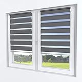 Rollmayer Klemmfix-Doppelrollo ohne Bohren Klemmrollo Fensterrollo Duo Rollo Sonnenschutzrollo Zebrarollo Seitenzugrollo für Fenster und Tür (Graphit - 80 x 150 cm - BxH)