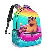 Funky Meerschweinchen-Sonnenbrille, 40,6 cm, Allover-Druck, Rucksack, Schule, Kinder, tropischer Sommer, Urlaub, Neuheit, Strandtasche, 01, L, Casual