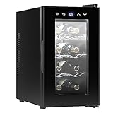 Cecotec Weinregal 8 Flaschen Bolero Grandsommelier 830 Coolcrystal, Thermoelektrische Kühlung, Temperatur einstellbar zwischen 8-18 °C, Touch-Steuerung und Display, LED innen, nicht schädliches Gas.