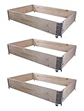 BigDean 3X Hochbeet Palettenrahmen 120x80x20cm groß - Holzrahmen faltbar, steckbar & stapelbar - ideal für Pflanzen, Blumen, Obst, Gemüse & Kräuter