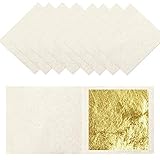 funvce 10 Blatt Blattgold 24 karat 4.33x4.33cm Goldfolie zum Basteln Lebensmittel Kuchen Backen Torten Dekorfolie Kunsthandwerk