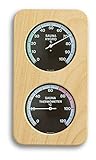 TFA Dostmann Sauna-Thermo-Hygrometer Haar-Synthetik, hitzebeständig, aus Massivholz, L 131 x B 34 x H 240 mm (Schwarz, Holz)