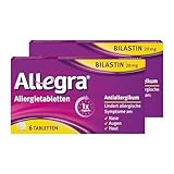 Allegra Allergietabletten 2 x 6 Stk – Antihistaminikum - Wirkstoff Bilastin - schnell und 24 Std wirksam bei Heuschnupfen, Tierhaar-, Hausstaumilben-, Schimmelpilzallergie, Urtikaria