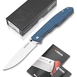 Magnum BÖKER Deep Blue Canvas EDC Messer - Einhand Taschenmesser mit Clip - Liner Lock Messer mit Micarta Griff blau - Outdoor Klappmesser mit Daumen-Pin - EDC Faltmesser mit 440A Spearpoint Klinge