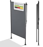 YEAUPE PRO Senkrechtmarkise außen, 99 x 270 cm, Dunkelgrau, ohne Bohren, Klemmmarkise mit Handkurbel, geeignet für Balkon, Terrasse, Außenbereich und Garten, wetterfester Sichtschutz