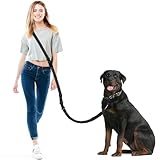 Philorn Hundeleine für Große Hunde, Multifunktional Freihändig Joggingleine, Lange Laufleine zum Joggen Laufen Wandern mit Autosicherheitsgurt, Reflektierende Nähte, Laufgurt Schwarz