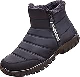 GILKUO Winterschuhe Herren Winterstiefel Wasserdicht Gefüttert Schneestiefel Warm Winter Schuhe Stiefel Männer Reißverschluss Schwarz Größe 42