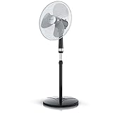 Brandson - Standventilator 40cm - Preisträger 2024 - Ventilator Standfuß höhenverstellbar - hoher Luftdurchsatz, 3 Geschwindigkeitsstufen - Oszillationsfunktion 80° - silber schwarz