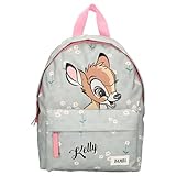 Personalisierter Kindergarten-Rucksack Disney Bambi mit Name Mädchen | Kleiner Rucksack Kinder Grün mit Blümchen