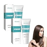 2 Stück Hair Straightening Cream, Seidige & Glänzende Haarglättungscreme, Protein Korrigierende Haarglättungscreme Glättungscreme Tiefenwirksame Haarkur, für Lockiges Haar und Trockenes Haar