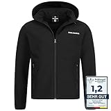 Kirkjubøur® Hestur Herren SOFTSHELLjacke 10.000 mm Wassersäule mit Kapuze und Fleecefutter, atmungsaktiv und wasserabweisend mit Stehkragen, Outdoor (as3, alpha, x_l, regular, Schwarz)