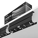 Kabelkanal Schreibtisch Schwarz 2er Set - Edelstahl Kabelmanagement Schreibtisch Kabelkanal mit 5 Kabelausschnitten - Einfach zu Installierender Kabel-Organizer - Kabelhalter von Desktronic