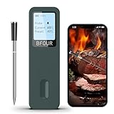 BFOUR Fleischthermometer Kabellos,Grillthermometer Bluetooth mit App,Smart Kerntemperaturmesser,Large Display Bratthermometer,IP67 wasserdicht,App-Steuerung,for Grill, Backofen, Rotisserie