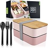 Moritz & Moritz Bento Box Kinder in Pink – Perfekte Lunchbox für Kinder und Erwachsene - Brotdose mit Fächern – Ideal für die Arbeit, Schule und unterwegs