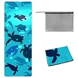 Eslifey Yoga-Handtuch, Unterwasser-Schildkrötenmuster, rutschfest, schweißabsorbierend, Hot Yogamatte, Handtuch für Hot Yoga, Pilates und Fitness, 185 x 68 cm