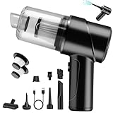 AGARELE Kabelloser Handstaubsauger,12000Pa Auto Staubsauger Kabelloser 3 in 1 Staubsauger &Luftgebläse &Pumpe Multifunktionaler Handstaubsauger mit Bürste für Auto, Büro, Zuhause Schwarz