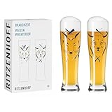 RITZENHOFF 3481012 Weizenbierglas 500 ml - 2er Set - Serie Brauchzeit Set - 2 Stück mit Tier-Motiv, mehrfarbiger Digitaldruck