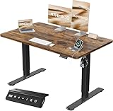 JUMMICO Höhenverstellbarer Schreibtisch mit USB-Ladeanschluss,Schreibtisch Höhenverstellbar Elektrisch, Steh-Sitz Tisch Stehpult Verstellbarer Computertisch,Standing Desk,120 x 60 cm, Braun