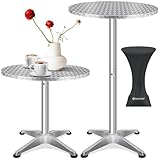 KESSER® Stehtisch Bistrotisch | Pulverbeschichtete Edelstahlplatte | höhenverstellbare Füße | Inkl. Husse | Partytisch Tisch Ø 60 cm | In- & Outdoor | Empfangstisch | Klapptisch Silber