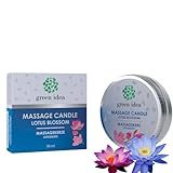 Green idea - Massagekerze mit Sheabutter, Bienenwachs und echten ätherischen Ölen - 4 Düfte -Romantische Massagekerze NATUR - 30 ml (Lotusblüte)