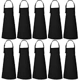 RAJRANG Schürze Schwarz und Baumwolle, 10er Set, 3 Taschen, Latzschürze für Küche, Kochschürze für Damen und Herren, 35x27 Zoll