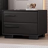 YHWKGZ Nachttisch, Nachttische mit hochwertigem Leder, moderner Nachttischc aus Holz, Nachtschrank mit leisen Metallschienen for Schlafzimmer, Wohnzimmer(Dark Gray,17.7x15.7x18.9)