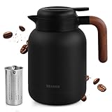 Focenat Thermoskanne 1,5L mit Siebeinsatz, Doppelwandingem 316 Edelstahl, 24h Heiß Kaffeekanne, Kaffee & Teekanne, Isolierkanne Tee, kein Leck, kein Tropfen