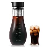 1,5L Kaffeebereiter für Cold Brew, Kaltbrüh-Kaffeemaschine mit luftdichtem Deckel Eiskaffee-Glaskrugbrauer Kaltbrühteekanne, trinkfertig Eiskaffeekrug Heißer Tee Fruchtgetränke-Brüheinheit Set