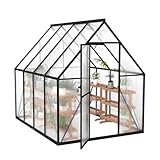 YRHome Premium Gewächshaus Aluminium 230x180x195cm 4.14m² Begehbares Garten-Gewächshaus mit verstärktem Fundament & Dachfenster & Tür Wetterfest & temperaturbeständig für Tomaten, Gemüse & Pflanzen