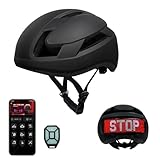 Ejoyous Intelligenter LED Fahrradhelm, App Programmierung mit Blinkern Tachometer Fernbedienung (Black)