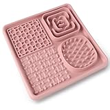 Silikon Schleckmatte für Hund Leckmatte Hund BPA-frei Slow Feeder Hunde Leckmatte Hund Lick Mat Haustier Futtermatten für Hundeleckerli und Katzenfutter （Rosa）