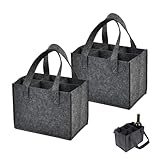 MQWDGJ Flaschentasche 6 Flaschen, 2 Stück Flaschentasche, Flaschentasche Filz Flaschenkorb Männerhandtasche Bier Getränketräger für Party Reise Picknick