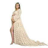 TDEOK Herren Tragejacke Frauen Schwangere Schwangerschaftsfotografie Requisiten Kurzarm Festes Kleid Pulloverkleid (Beige, XL)