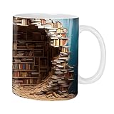 Keramik-Bücherregal-Becher, 350 ml, Bücherregal-Kaffeetasse, Buchliebhaber, Keramik-Kaffeetasse, mühelose Keramik-Teetasse, gemütlicher Trink-Kaffeetasse für Kaffee, Tee, Milch, begeisterte Leser,