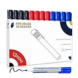 maxtek Whiteboard Marker 12 Whiteboard Stifte Rundspitze ca.2-3mm Linienbreite, Set mit 3 Farben hohe Qualität Geruchsarme Tinte, Zubehör für Schule, Büro, Zuhause