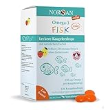 NORSAN Omega 3 FISK Jelly 120 hochdosiert/Omega 3 für Kinder 1.000mg pro Portion/Omega 3 Öl mit EPA & DHA/Tagesdosis 4 Kapseln Premium Omega 3 / Easy Fish Oil für Kinder