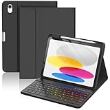CC Store Hülle mit Tastatur für iPad 10 Generation 2022/ A16 11 Generation 2025 (10.9/11 Zoll)- Abnehmbare Deutsch Keyboard Schutzhülle mit Stifthalter für iPad 11/10 Gen, QWERTZ Layout (Schwarz)