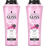 Gliss Shampoo Liquid Silk (250 ml), Haarshampoo für einen natürlichen Glanz, Pflegeshampoo glättet die Haaroberfläche für außergewöhnlich weiches Haar (Packung mit 2)