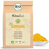 Kurkuma Pulver 1000g | fein gemahlene Kurkumawurzel in Bio-Qualität | Ideal zur Zubereitung einer Goldenen Milch, als Zugabe in Tee, asiatischen Gerichten, würzigen Suppen & Co | vom Achterhof